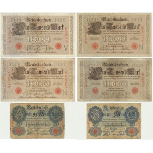 Germany, set of banknotes 20-1.000 Mark 1903-14 (6 pcs.)