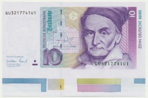 Germany, BDR, 10 Mark 1999 with printing registration marks