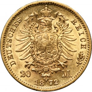 Germany, Saxony, Johann V, 20 Mark Muldenhütten 1872 E