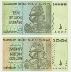 Zimbabwe, 10 Billion - 20 Trillion Dollars 2008 (2 pcs.)