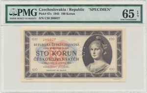 Czechoslovakia, 100 Korun 1945 - SPECIMEN - PMG 65 EPQ