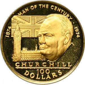 Wyspy Cooka, Elżbieta II, 100 Dolarów 1974 - Winston Churchill