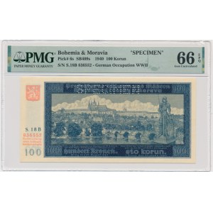 Bohemia & Moravia, 100 Korun 1940 - I issue - SPECIMEN - PMG 66 EPQ