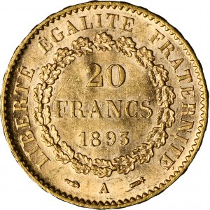 France, Third Republic, 20 Francs Paris 1893 A