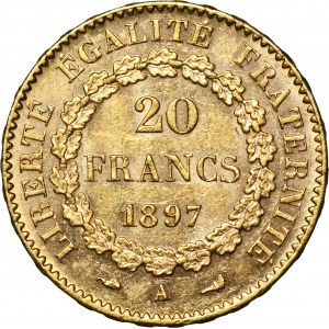 France, Third Republic, 20 Francs Paris 1897 A