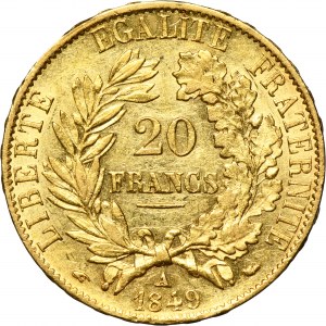 France, Second Republic, 20 Francs Paris 1849 A