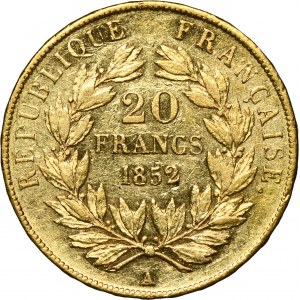 France, Napoleon III, 20 Francs Paris 1852 A
