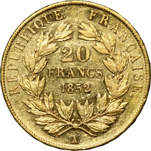 France, Napoleon III, 20 Francs Paris 1852 A