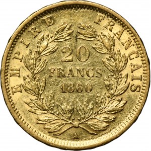 France, Napoleon III, 20 Francs Paris 1860 A