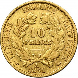 France, II Republic, 10 Francs Paris 1851 A