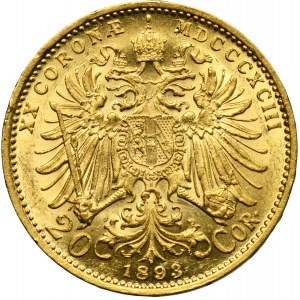 Austria, Franz Joseph I, 20 Corona Wien 1893