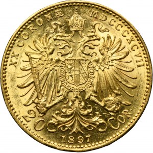 Austria, Franz Joseph I, 20 Corona Wien 1897