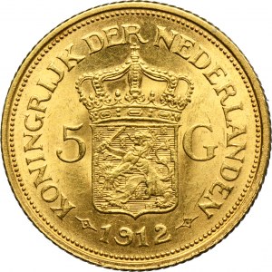 Netherlands, Kingdom of the Netherlands, Wilhelmina, 5 Gulden Utrecht 1912