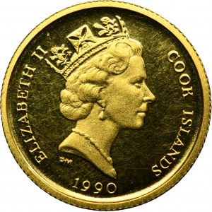 Île Cook, Elizabeth II, 25 dollars Surrey 1990 - Lynx