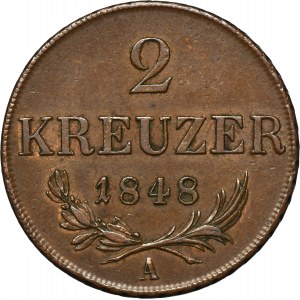 Austria, Ferdinand I, 2 Kreuzer Wien 1848 A