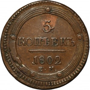 Rosja, Aleksander I, 5 Kopiejek Jekaterynburg 1802