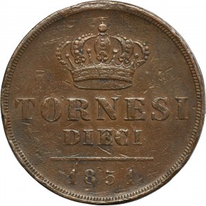Italie, Royaume des Deux-Siciles, Ferdinand II, 10 Tornesi Naples 1851