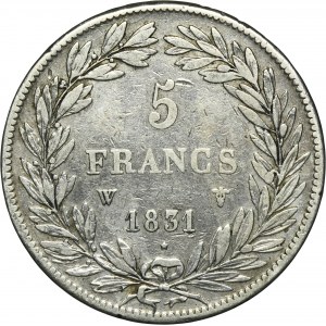 Francja, Ludwik Filip I, 5 Franków Lille 1831 W