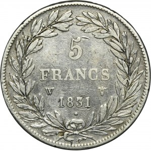 France, Louis Philippe I, 5 Francs Lille 1831 W