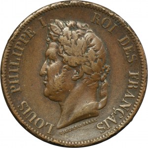 France, French East Indies, Louis Philippe I, 10 Centimes Paris 1844 A