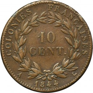 Francja, Francuskie Indie Wschodnie, Ludwik Filip I, 10 Centimes Paryż 1844 A