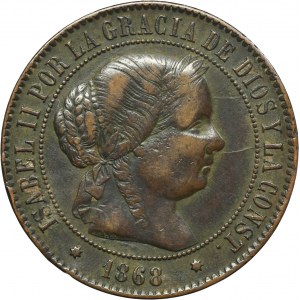 Spain, Isabella II, 5 Centimos de Escudo Madrid 1868