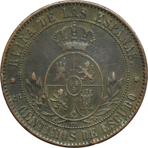 Hiszpania, Izabela II, 5 Centimos de Escudo Madryt 1868