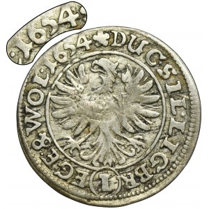 Silesia, Duchy of Liegnitz-Brieg-Wolau, Georg III, Ludwig IV, Christian, 1 Kreuzer Brieg 1654 - RARE