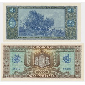 Hungary, lot 100.000 - 1 million Pengo 1945 (2 pcs.)