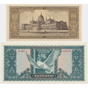 Hungary, lot 10-100 million Pengo 1945-46 (2 pcs.)