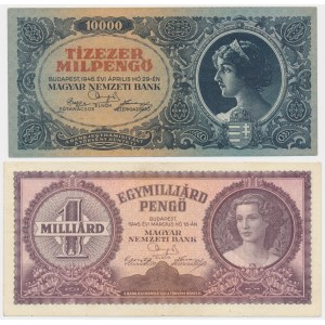 Węgry, zestaw 10.000 - 1 miliard pengo 1946 (2 szt.)