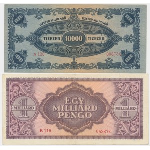 Węgry, zestaw 10.000 - 1 miliard pengo 1946 (2 szt.)