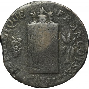 France, First Republic, 2 Sols Metz 1793 AA