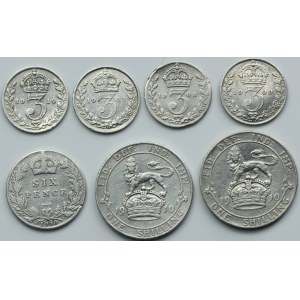 Set, Great Britain, Edward II, Pence and Shilling (7 pcs.)