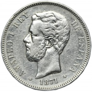 Spain, Amadeo I, 5 Pesetas Madrid 1871