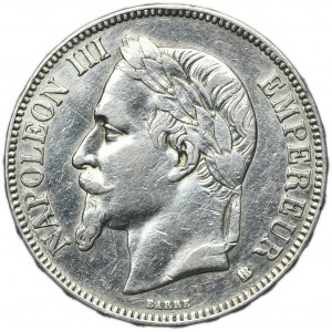 France, Napoleon III, 5 Francs Strasbourg 1869