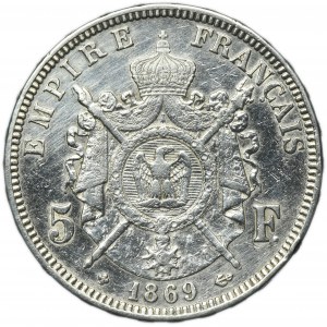 France, Napoleon III, 5 Francs Strasbourg 1869