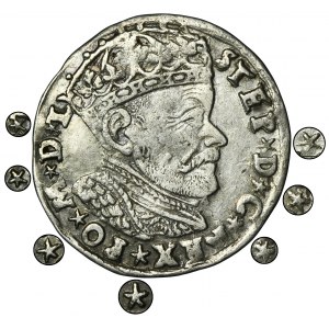 Stephen Bathory, 3 Groschen Vilnius 1584 - RARE, stars