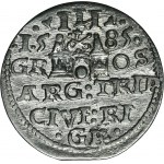 Stefan Batory, Trojak Ryga 1585 - BARDZO RZADKI, kula w herbie