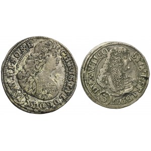 Set, Duchy of Oels, Christian Ulrich and Silvius II Friedrich, 3 Kreuzer and 6 Kreuzer (2 pcs.)