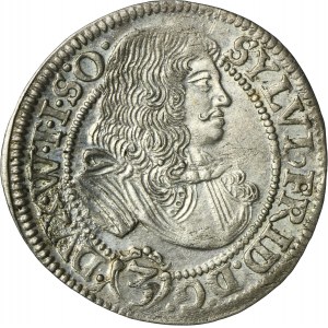 Silesia, Duchy of Oels, Silvius II Friedrich, 3 Kreuzer Oels 1674 SP