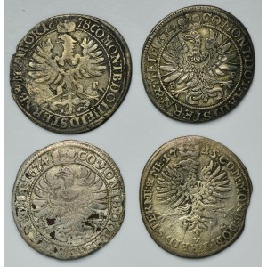 Set, Duchy of Oels, Silvius II Friedrich, Iulius Sigismund and Karl Ferdinand, 6 Kreuzer (4 pcs.)