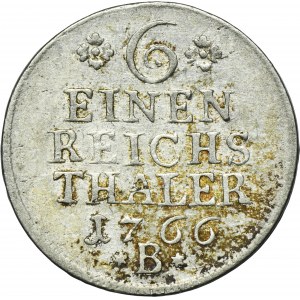 Silesia, Prussian rule, Friedrich II, 1/6 Thaler Breslau 1766 B