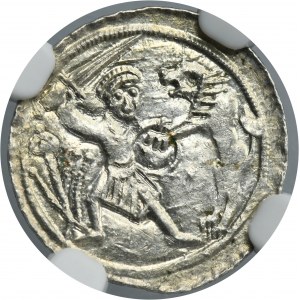 Vladislaus II the Exile, Denarius - Fight with lion - NGC MS63