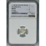 Vladislaus II the Exile, Denarius - Fight with lion - NGC MS63