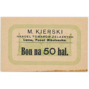 Lwów, M. Kierski Handel Towarów Żelaznych, 50 halerzy