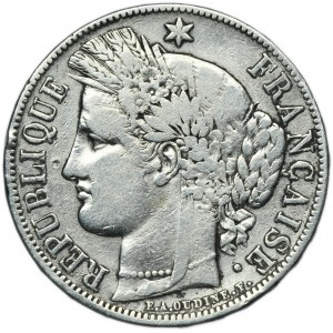 France, Second Republic, 5 Francs Paris 1850 A