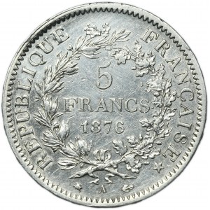 France, Third Republic, 5 Francs Paris 1876 A