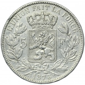 Belgique, Léopold II, 5 Francs Bruxelles 1873
