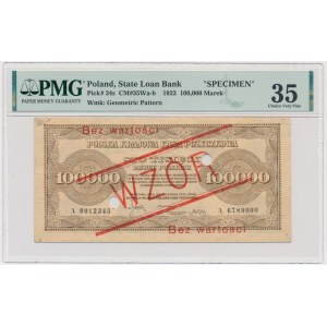 100,000 marks 1923 - MODEL - A0012345/A6789000 - PMG 35